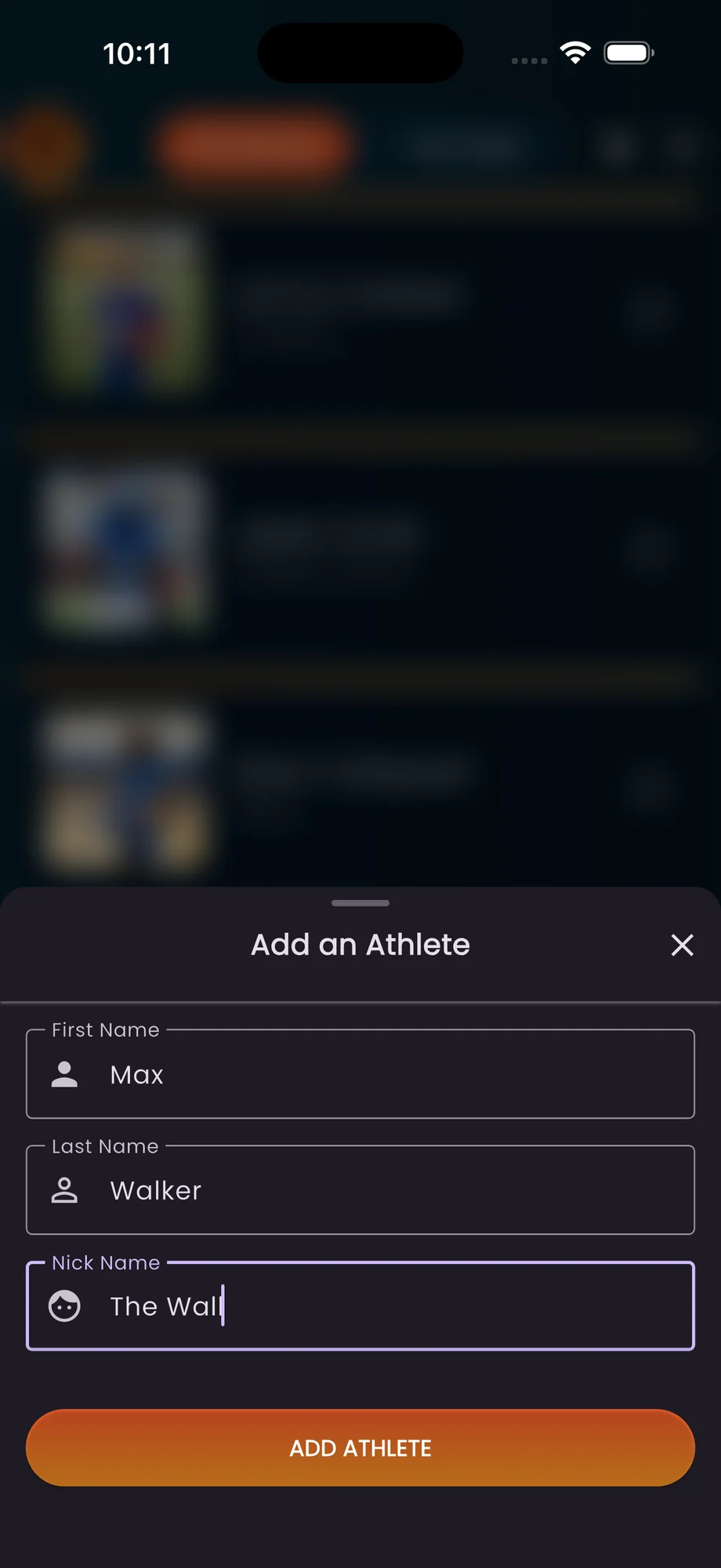 Create Your Athlete - Step 1